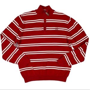 IZOD Striped Half Zip Collared Sweater
